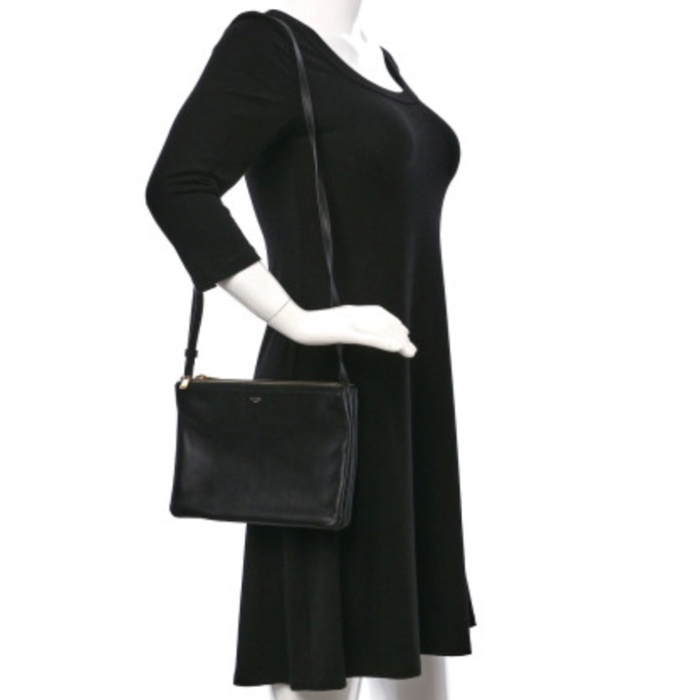 Celine 3 pocket Black Leather Crossbody Bag